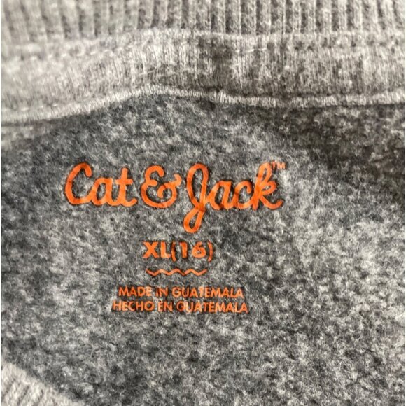 Cat & Jack Boys Size XL (16) Gray Blue Skateboard Print Sweatshirt - Picture 7 of 9